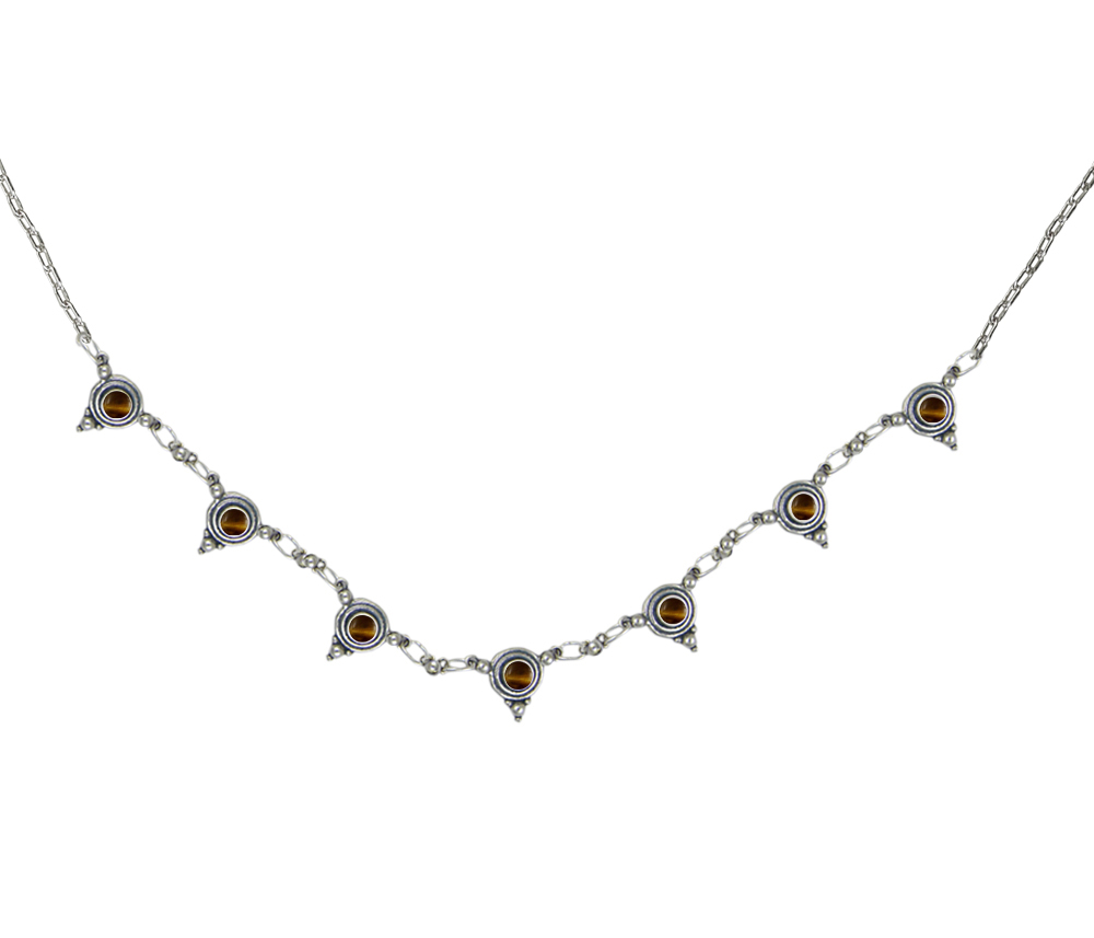 Sterling Silver Gemstone Necklace With Tiger Eye